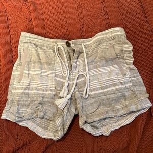 Green and white Sonoma Linen/cotton blend shorts with tassel drawstring